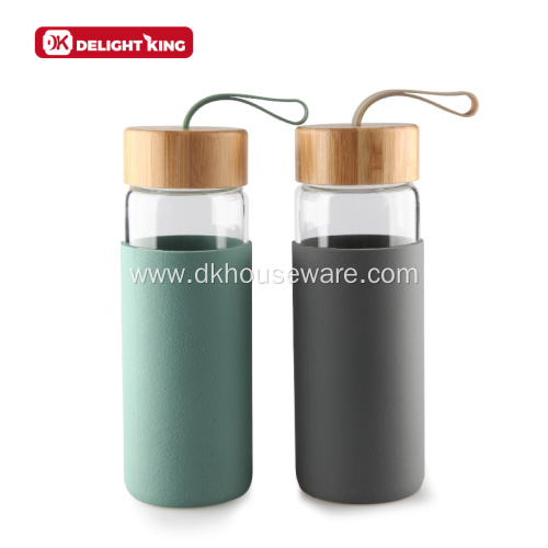 Glass Water Bottle with Waterproof Lid Silicone Sleeve